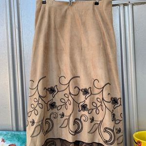 Faux Suede Embroidered Skirt